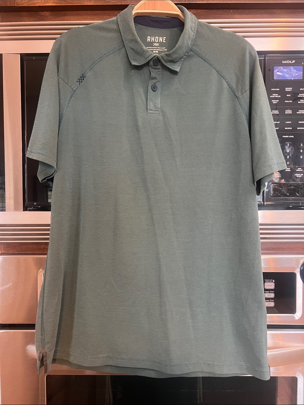 RHÔNE MEN’s DELTA PIQUE PERFORMANCE COLLARED GOLF SS POLO SHIRT GREEN SIZE MED